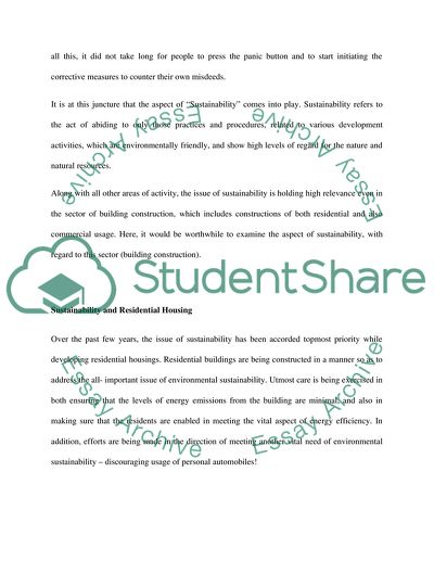 Sustainability Of Residential Housing And Commercial Building