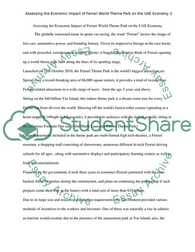 Assessing the Economic Impact of Ferrari World Park on the UAE Economy