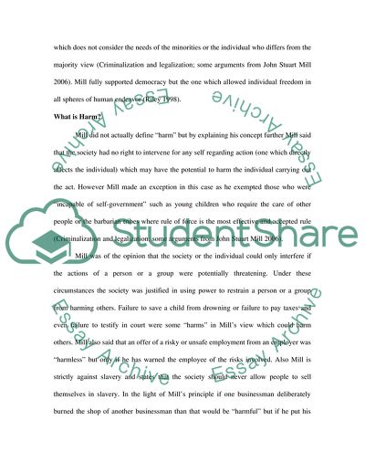 Mills Principle of Harm