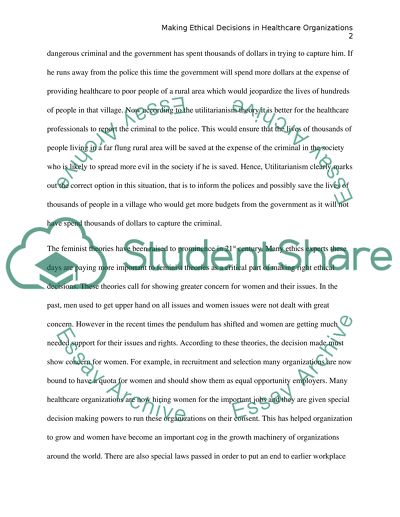 Making Ethical Decisions in Healthcare Organizations