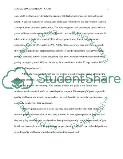 Managed Care Report Card