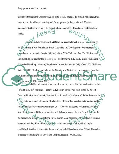 Early Years Foundation Stage in the UK Context