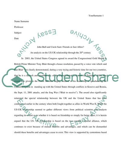 An analysis on the US-UK relationship through the 20th century
