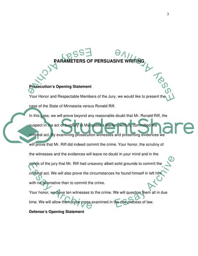 Parameters of Persuasive Writing