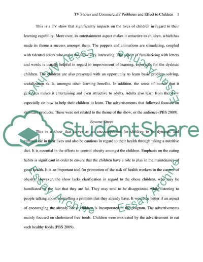 TV shows and commercials problems and effect to children