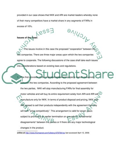 Competition Law: NKK and ARI
