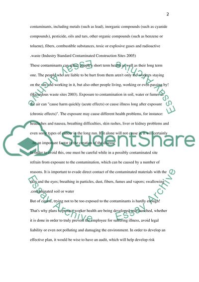 Contamination in Construction Sites