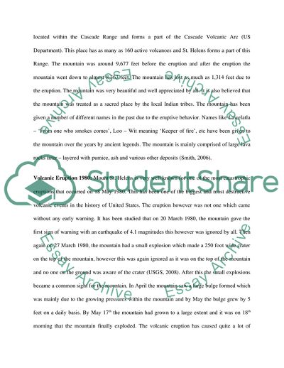 The Current Position of the Mount ST. Helens Volcano
