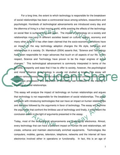 technology and social relationships essay