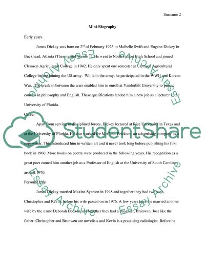 James Dickey [Choose a good topic for me if you can]