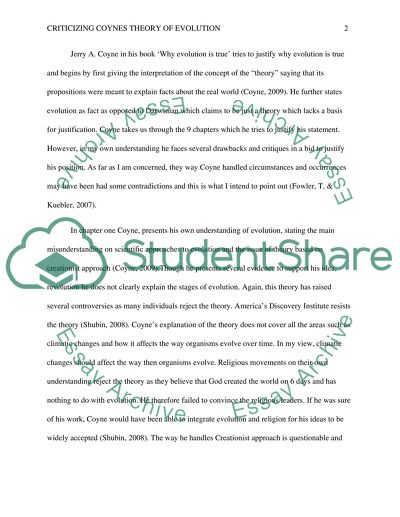 Criticizing Coynes Theory Of Evolution