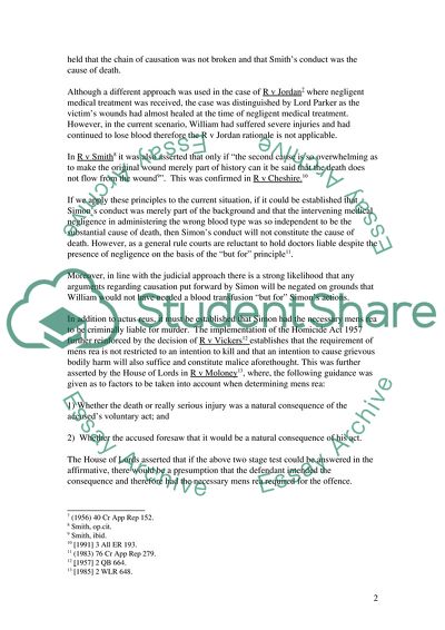 Who, If Anyone, Is Criminally Responsible for the Death of William