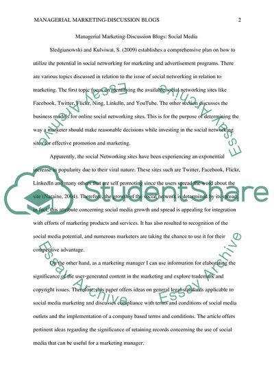 Managerial Marketing-discussion Blogs