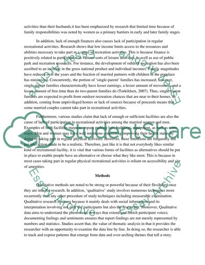 Reasons for Non-Participation in Regular Physical Recreation