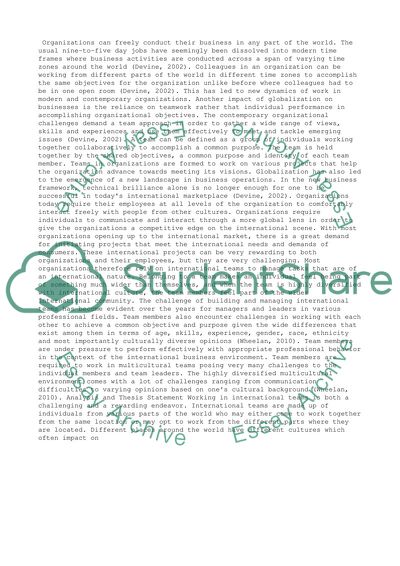 Working in International Teams