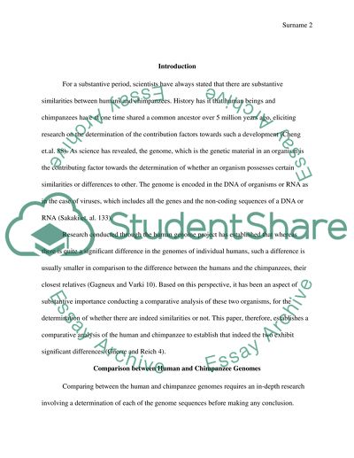 Comparative Analysis of Human and Chimpanzee Genome