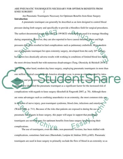 Are Pneumatic Tourniquets Necessary for Optimum Benefits from Knee Surgery
