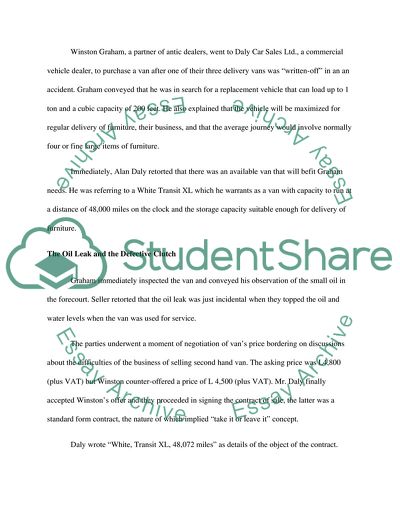 Sale of Goods to a Consumer