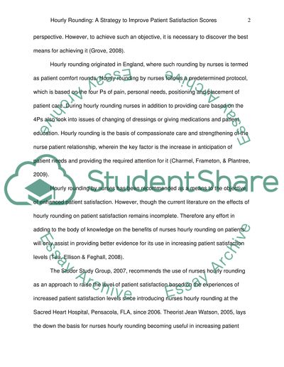 Hourly Rounding: A strategy to improve patient satisfaction scores