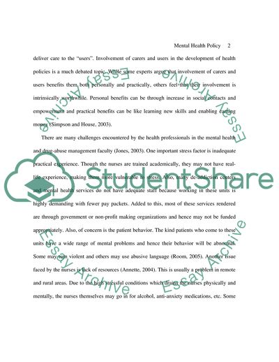 Stakeholders in Mental Health Policy