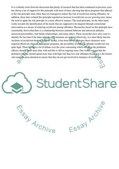 Risk and Need Principles