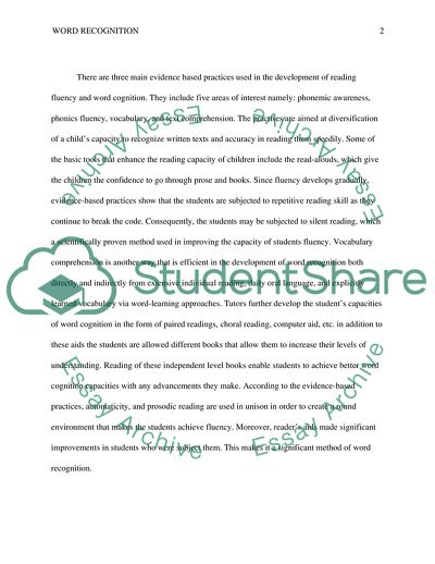 Development of Reading Fluency and Word Cognition