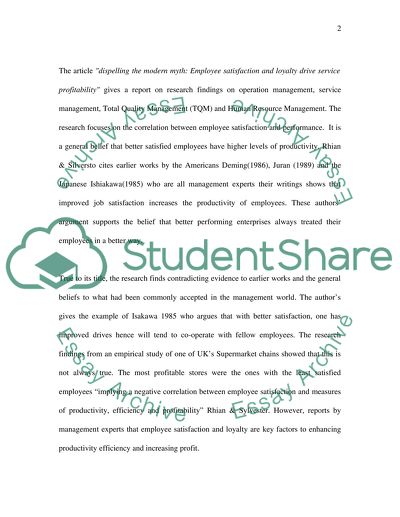 Employee Satisfaction