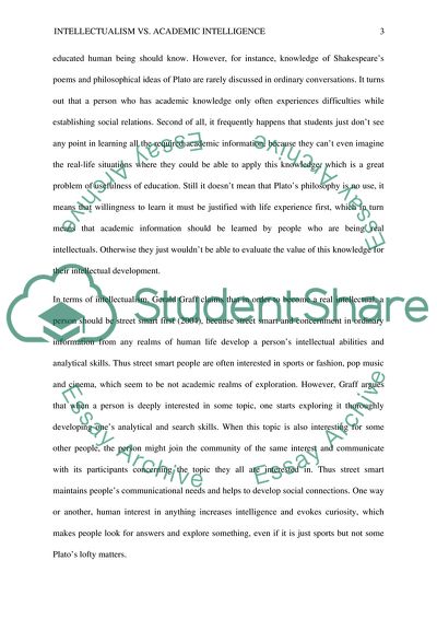 Intellectualism vs Academic Intelligence