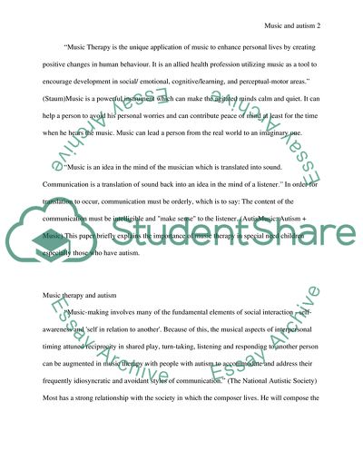 Music Therapy and Autism