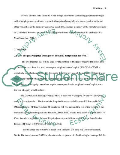 Valuation and Creditworthiness Evaluation of Wal-Mart Stores