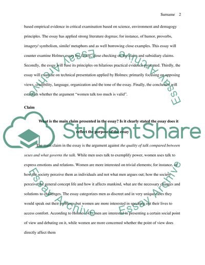 Evaluation of an argument through analysis