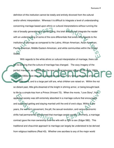 The Evolution and Understanding of Marriage within an Ethnic Framework