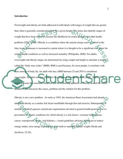 Consumer Behavior and the Obesity Epidemic: Cause, Problem, and Solution