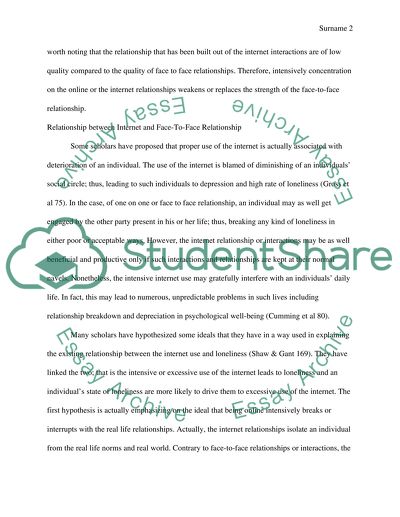 The Social Relationships on the Internet and Face-To-Face Relationships