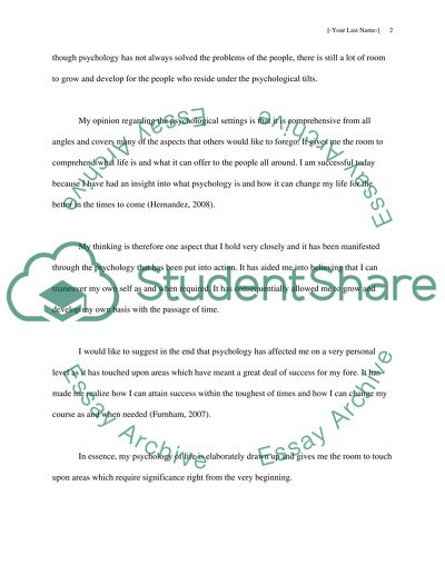 How did psychology effect our personally