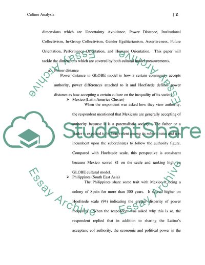 Culture Analysis Using the Hofstede and GLOBE Dimensions Cultural Model