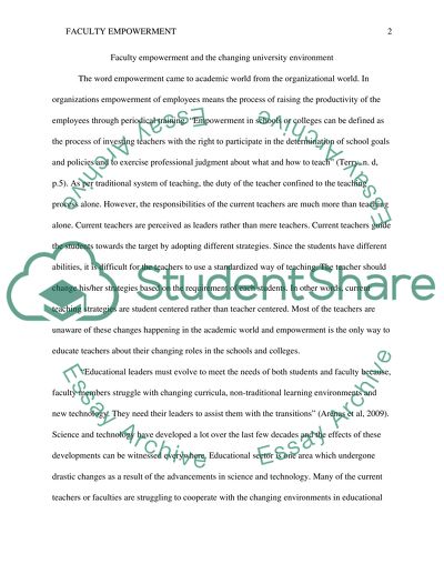 Faculty empowerment and the changing university environment