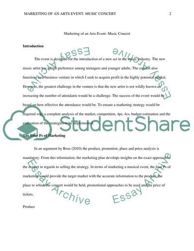 Marketing of an Arts Event