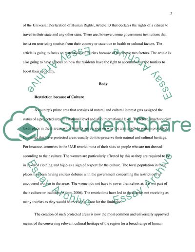 Local population rights to boost economy through tourism in government restricted areas