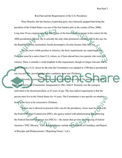 Ron Paul and the Requirements of the U.S. Presidency