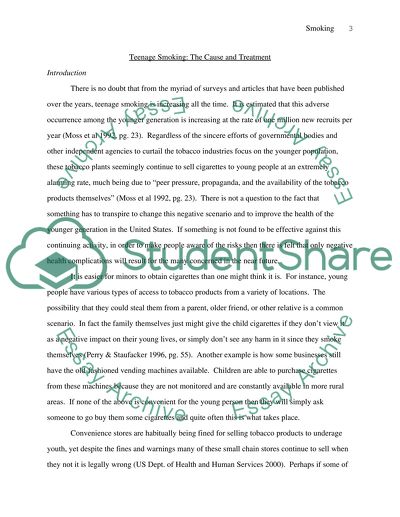 Teenage Smoking: The Cause and Treatment