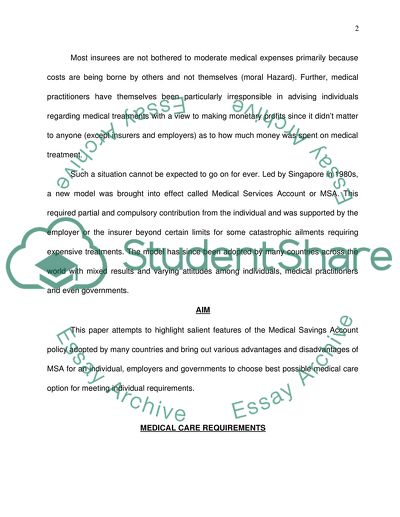 Medical Serices Account in Singapore