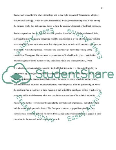 How far Rodneys Theory Explain the Underdevelopment of Africa for European Capitalist Development