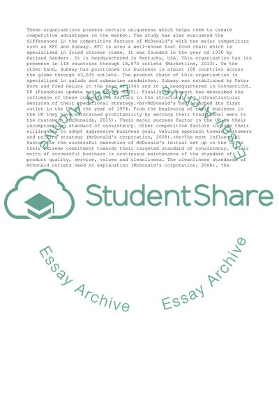 Competitive Factors of McDonalds UK