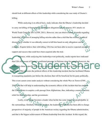 Describing a situation where leadership was properly exemplified or not