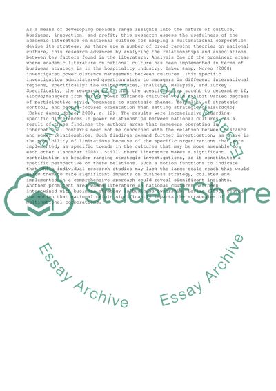The Usefulness of the Academic Literature for National Culture