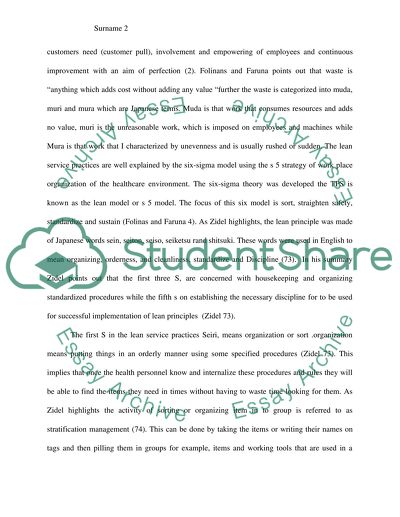 Lean Service/service quality in the healthcare industry