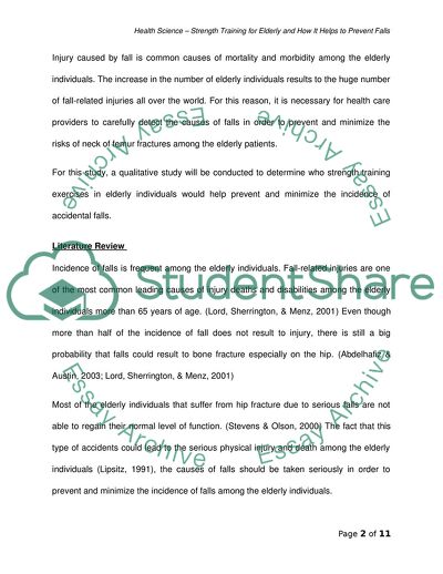 Healh Science- strength training for elderly and how it helps to prevent falls