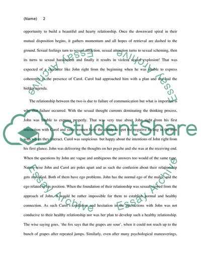 Sexual Harassment as It Is Presented in Oleanna by David Mamet