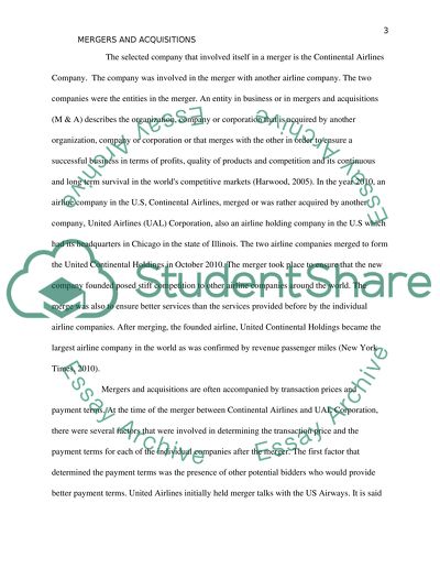 Mergers and acquisitions